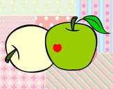 Dibujo Dos manzanas pintado por queyla