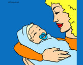 Dibujo Madre con su bebe II pintado por yeselis