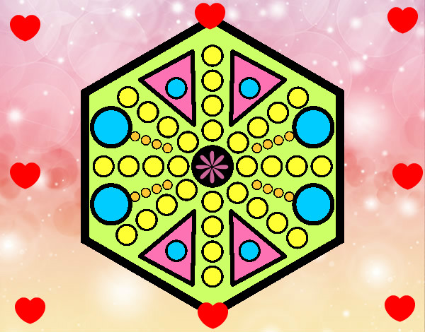 Dibujo Mandala hexagonal pintado por NOUR