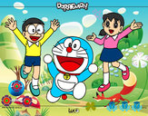 Dibujo Doraemon y amigos pintado por Crisii
