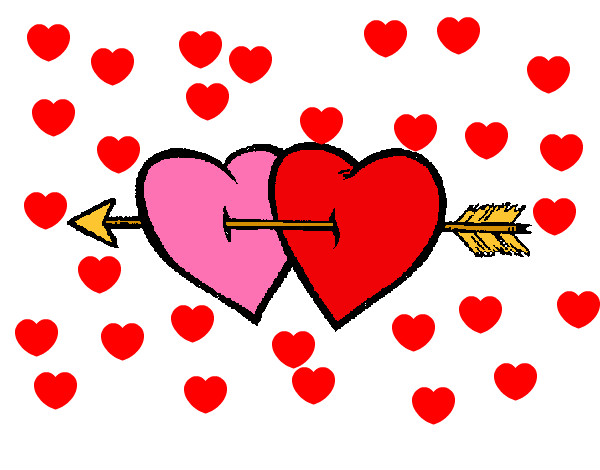 Dibujo de Dos corazones con una flecha pintado por Carlanl en   el día 05-05-12 a las 14:26:43. Imprime, pinta o colorea tus propios dibujos !