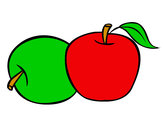 Dibujo Dos manzanas pintado por anmo10