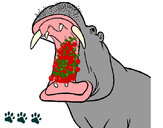 Dibujo Hipopótamo con la boca abierta pintado por dikson