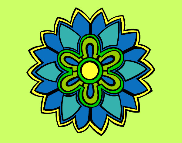Dibujo Mándala con forma de flor weiss pintado por luz-rachel