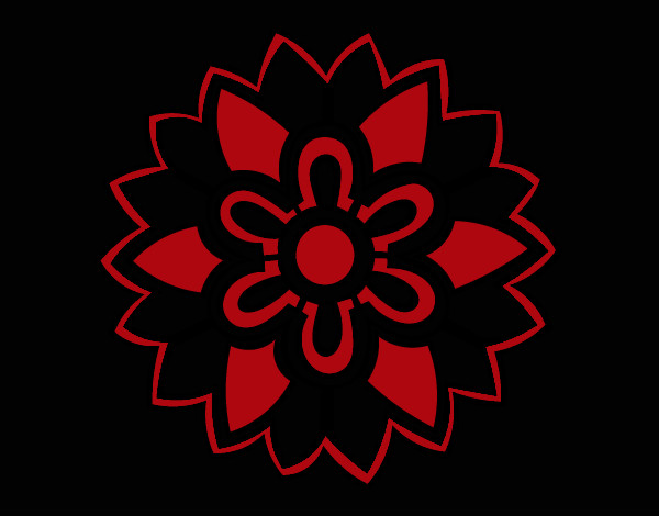 Dibujo Mándala con forma de flor weiss pintado por spaida