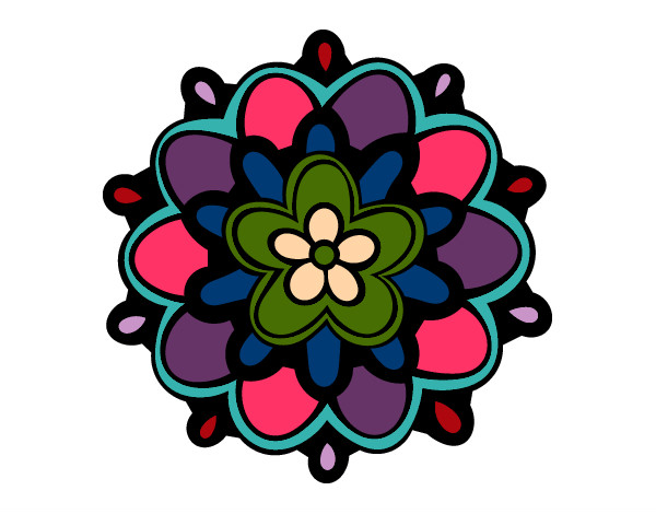 Dibujo Mándala con una flor pintado por Pascele