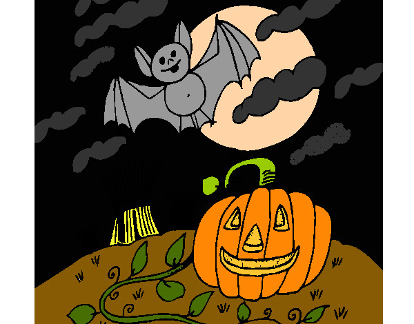 Dibujo Paisaje de Halloween pintado por hpna