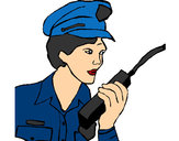 Dibujo Policía con el walkie pintado por ROOS