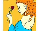 Dibujo Princesa con una rosa pintado por GloriKaleb