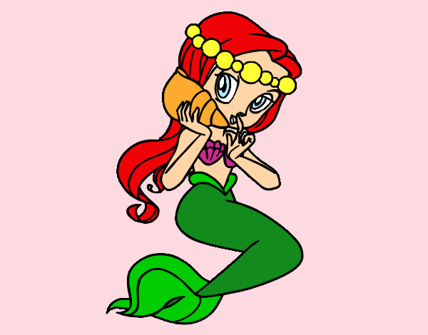 Dibujo Sirena con una caracola pintado por ALITF