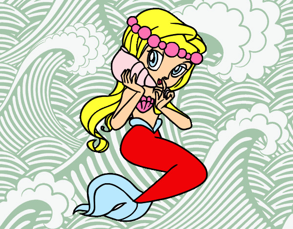 Dibujo Sirena con una caracola pintado por DIANAB