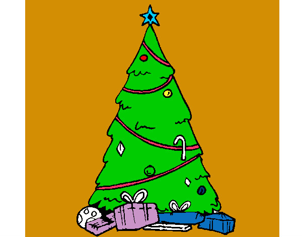 Dibujo Abeto con adornos navideños pintado por sebhitta