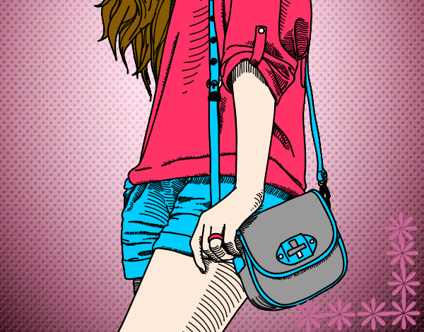 Dibujo Chica con bolso pintado por Sarahiy