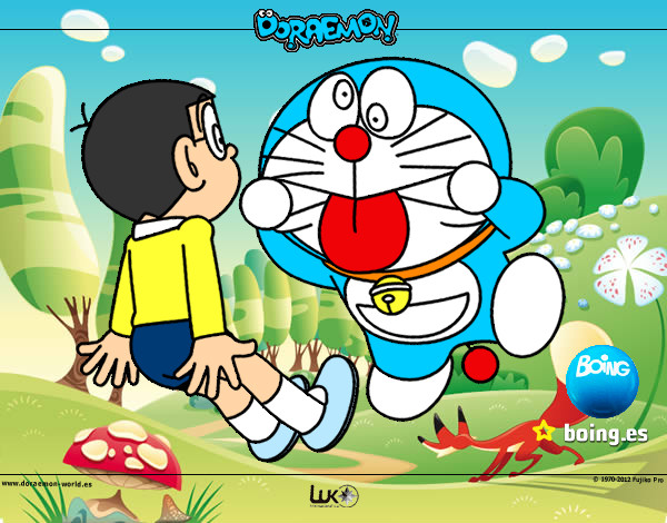 Dibujo Doraemon y Nobita pintado por Angelapang