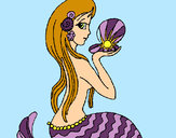 Dibujo Sirena y perla pintado por Aliwuapa