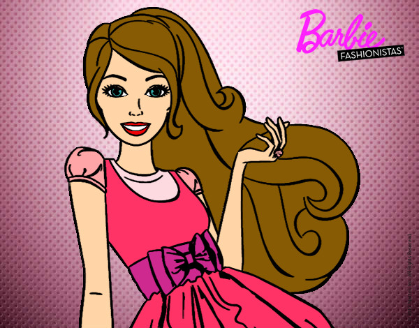 Dibujo Barbie con su vestido con lazo pintado por coticotita