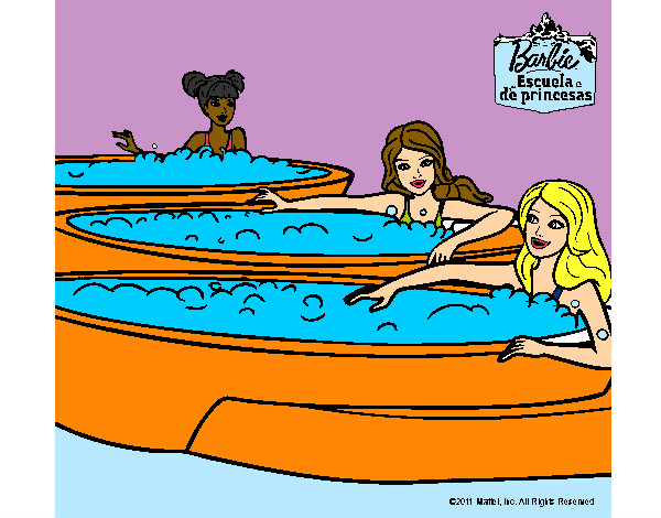 Dibujo Barbie y sus amigas en el jacuzzi pintado por cristina23