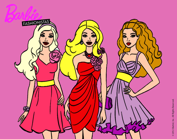 Dibujo Barbie y sus amigas vestidas de fiesta pintado por ailen12