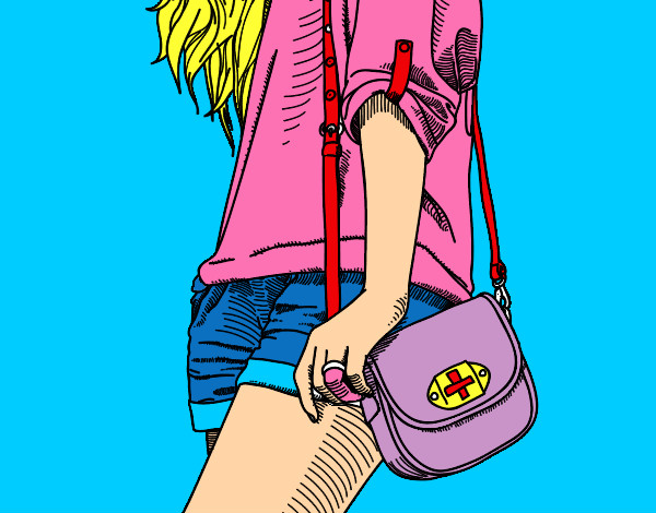 Dibujo Chica con bolso pintado por cristina23