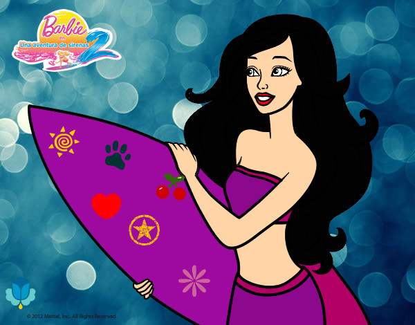 Dibujo Barbie va a surfear pintado por Amadix