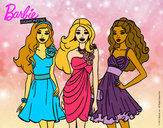 Dibujo Barbie y sus amigas vestidas de fiesta pintado por biancaviol