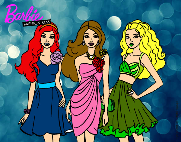 Dibujo Barbie y sus amigas vestidas de fiesta pintado por davidlsm