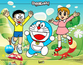 Dibujo Doraemon y amigos pintado por Bia2000