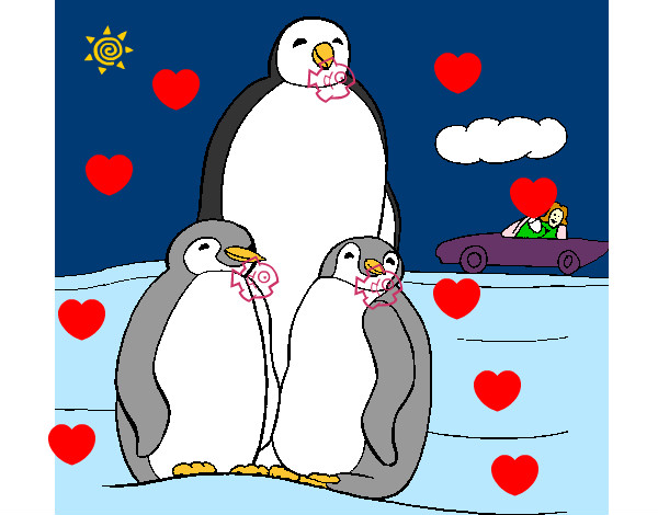Dibujo Familia pingüino pintado por DibuJuly