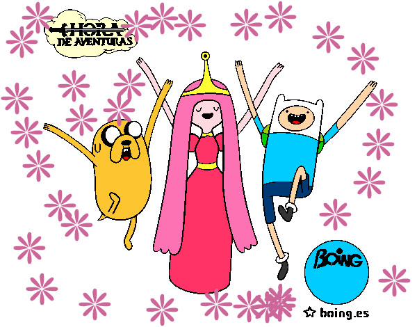 Dibujo Jake, Princesa Chicle y Finn pintado por DibuJuly