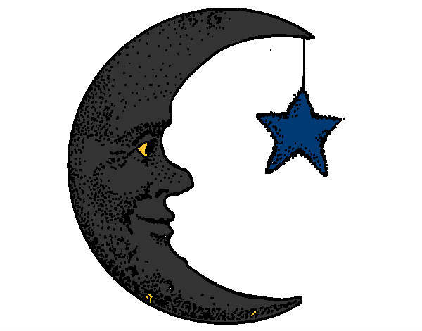 Dibujo Luna y estrella pintado por juan 