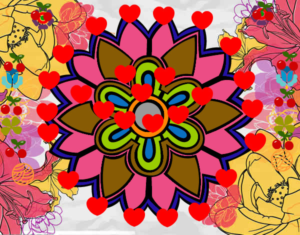 Dibujo Mándala con forma de flor weiss pintado por batichica