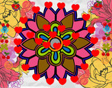 Dibujo Mándala con forma de flor weiss pintado por batichica
