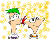 Dibujo Phineas y Ferb pintado por DibuJuly