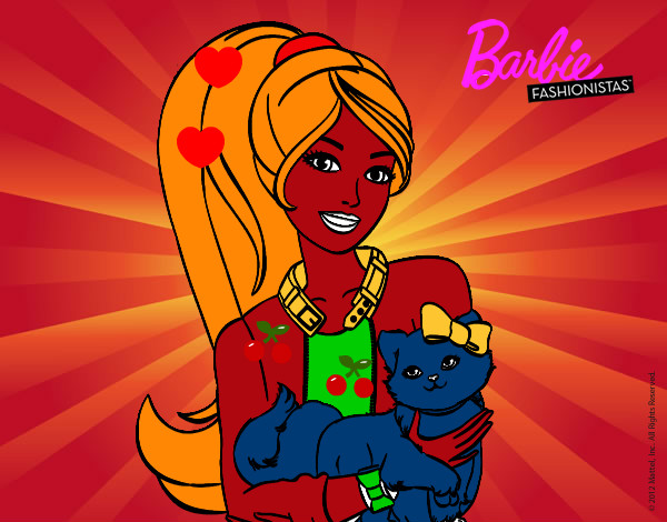 Dibujo Barbie con su linda gatita pintado por ANAISAVILA