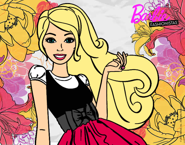 Dibujo Barbie con su vestido con lazo pintado por abigaith