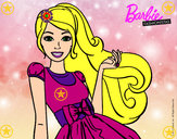 Dibujo Barbie con su vestido con lazo pintado por kitamy