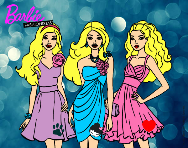 Dibujo Barbie y sus amigas vestidas de fiesta pintado por CoDySimpso