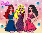 Dibujo Barbie y sus amigas vestidas de fiesta pintado por pamelitaaa