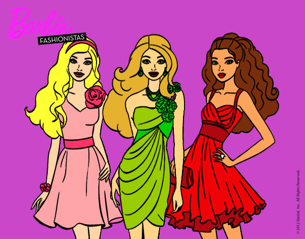 Dibujo Barbie y sus amigas vestidas de fiesta pintado por yaralee610