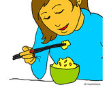 Dibujo Comiendo arroz pintado por yokitooo