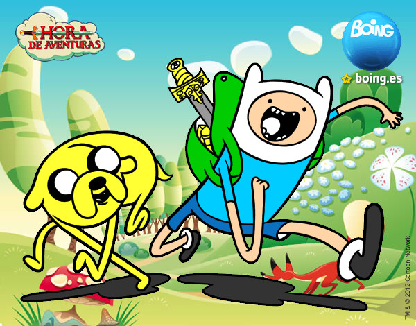 Dibujo Finn y Jake pintado por SuperDog