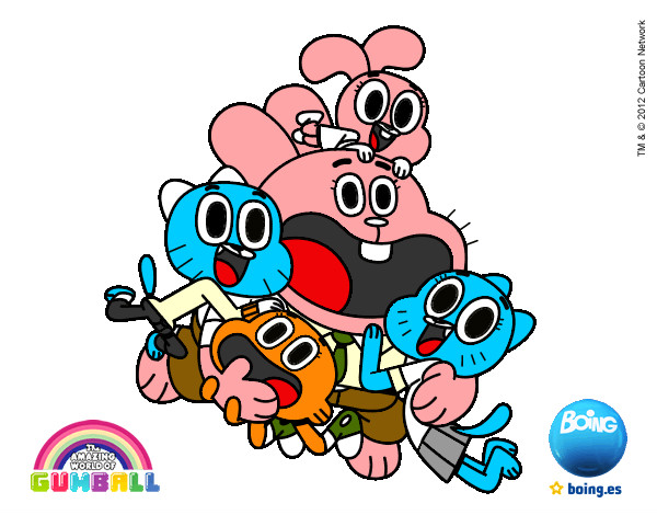 Dibujo Gumball y amigos contentos pintado por usuar