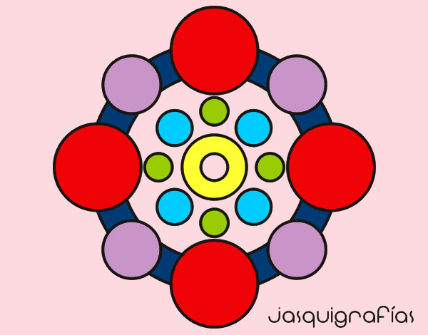 Dibujo Mandala con redondas pintado por hpna