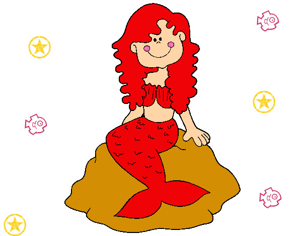 Dibujo Sirena sentada en una roca pintado por espinaca07