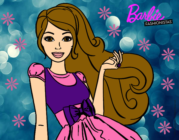 Dibujo Barbie con su vestido con lazo pintado por karina001