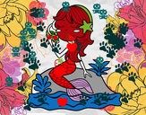 Dibujo Sirena sentada en una roca con una caracola pintado por CAMILANP