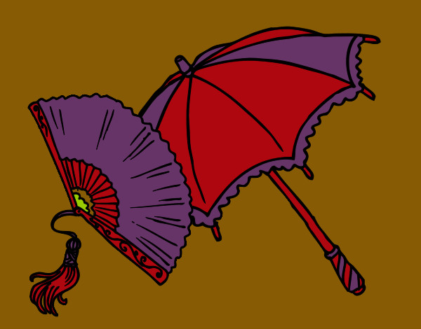 Dibujo Abanico y paraguas pintado por Millaray7