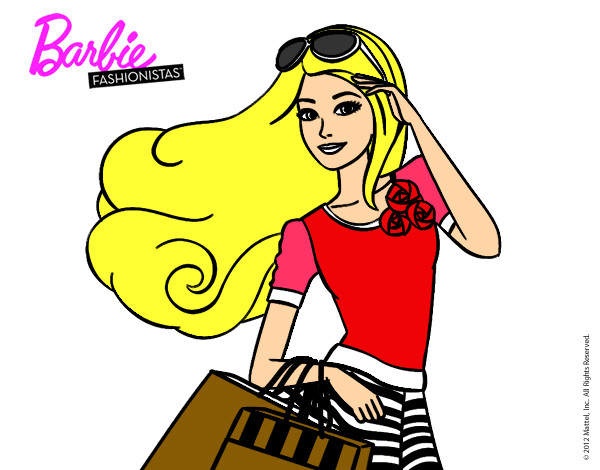 Dibujo Barbie con bolsas pintado por izanychris