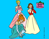 Dibujo Barbie y sus amigas vestidas de gala pintado por queyla