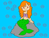 Dibujo Sirena sentada en una roca pintado por renati